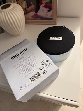 Miu Miu Black Round Zip Cosmetic Case